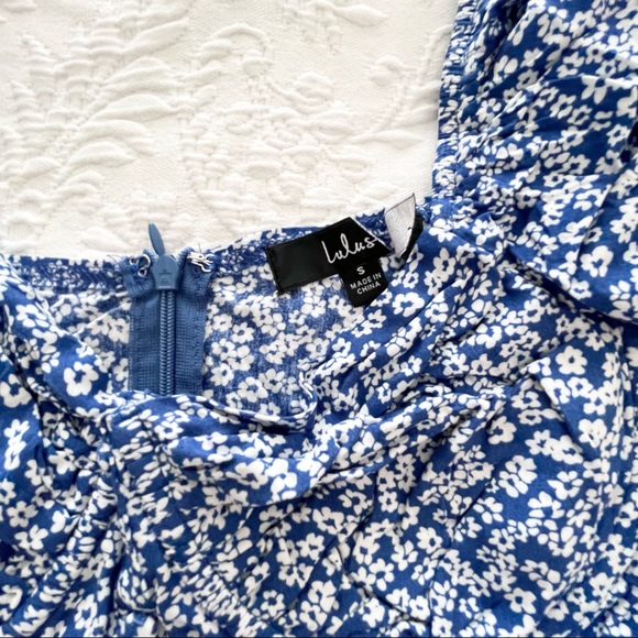 NWOT Lulus Sweet Sensation Blue Floral Print Short Sleeve Romper Small - Picture 7 of 11